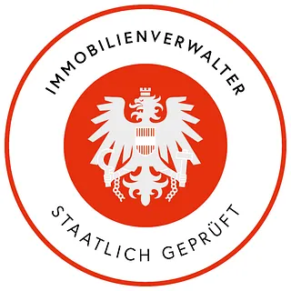 Logo staatl. gepr. Immobilienverwalter mit Bundesadler in der Mitte